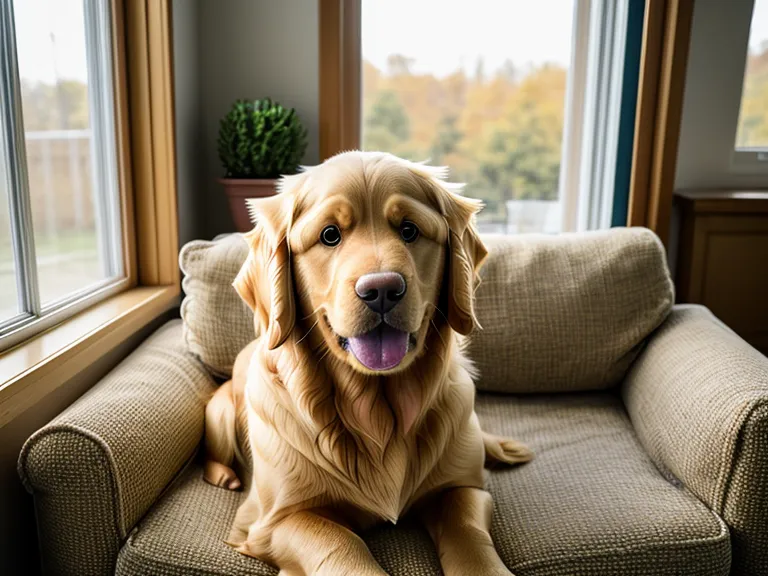 Hund liegt ruhig auf seiner Decke und wartet auf eine Belohnung während des Hundetrainings gegen Bellen an der Wohnungstür.