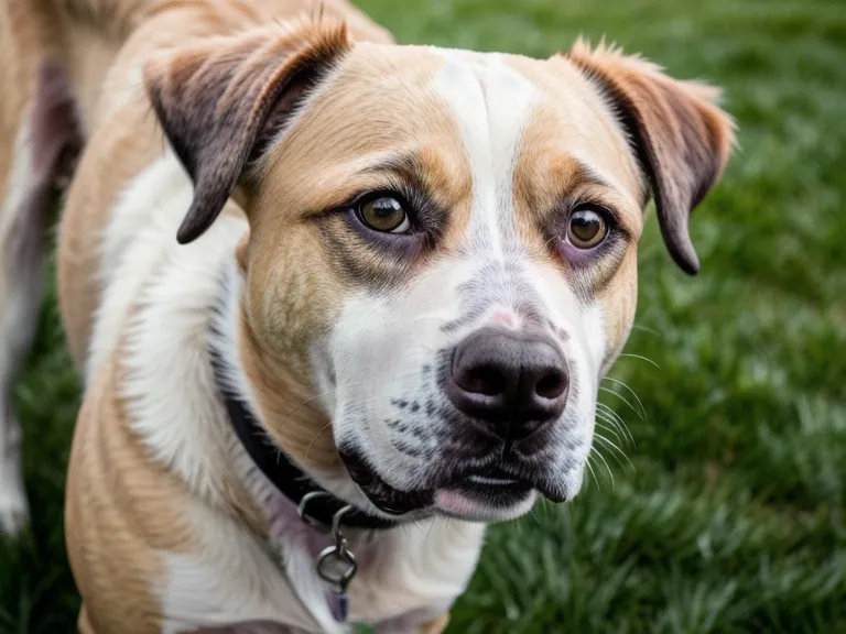 Hund fixiert aufmerksam einen anderen Hund – Körpersprache kurz vor dem Erstarren