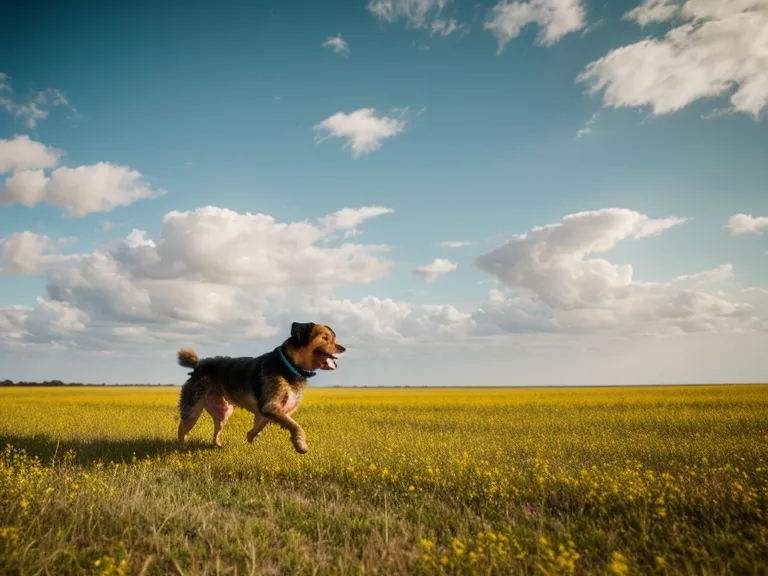 Hund läuft allein über das Tempelhofer Feld und reagiert nicht auf Rückruf