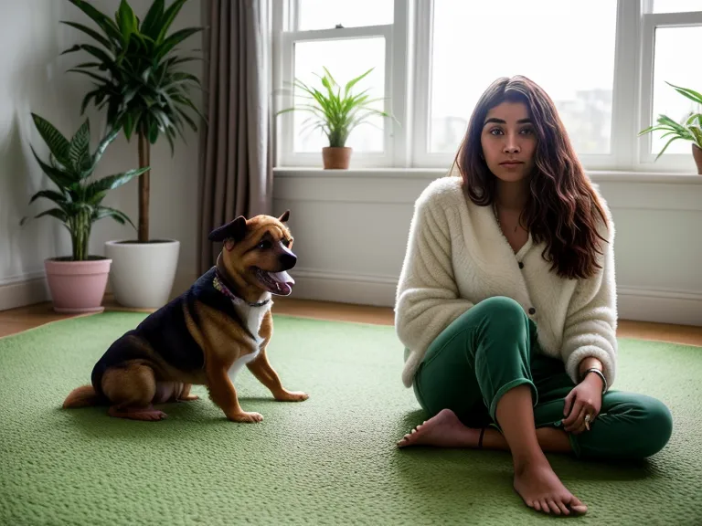 Hundetraining online zahlt sich aus: entspannter Mischlingshund liegt ruhig auf dem Küchenboden einer Berliner Altbauwohnung