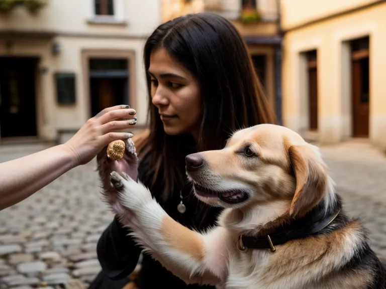Hundetraining Berlin: Loki bekommt an einer ruhigen Straßenecke eine Belohnung fürs geduldige Warten