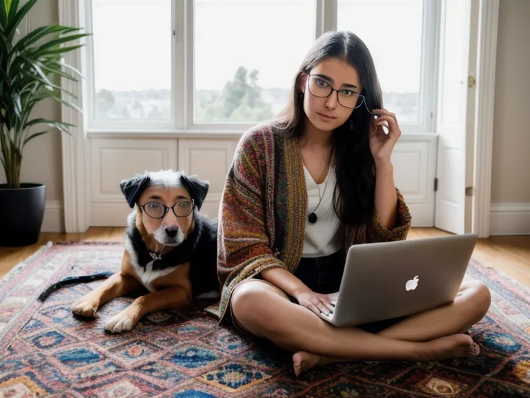 Entspannter Mischlingshund neben Person im Homeoffice beim Online-Hundetraining